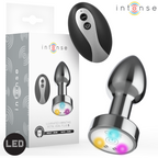 INTENS - VIBRERENDE METAL ANALPLUG MED LED-LYS OG FJERNBETJENING - STØRRELSE S