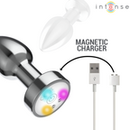 INTENS - VIBRERENDE METAL ANALPLUG MED LED-LYS OG FJERNBETJENING - STØRRELSE S