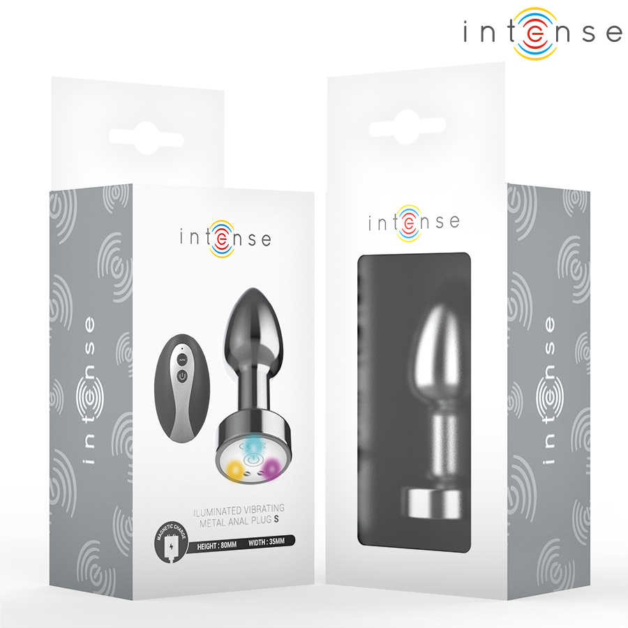 INTENS - VIBRERENDE METAL ANALPLUG MED LED-LYS OG FJERNBETJENING - STØRRELSE S