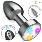 INTENS - VIBRERENDE METAL ANALPLUG MED LED-LYS OG FJERNBETJENING - STØRRELSE S