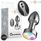 INTENS - VIBRERENDE METAL ANALPLUG MED LED-LYS OG FJERNBETJENING - STØRRELSE M