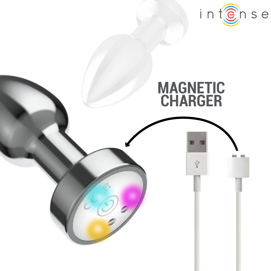 INTENS - VIBRERENDE METAL ANALPLUG MED LED-LYS OG FJERNBETJENING - STØRRELSE M