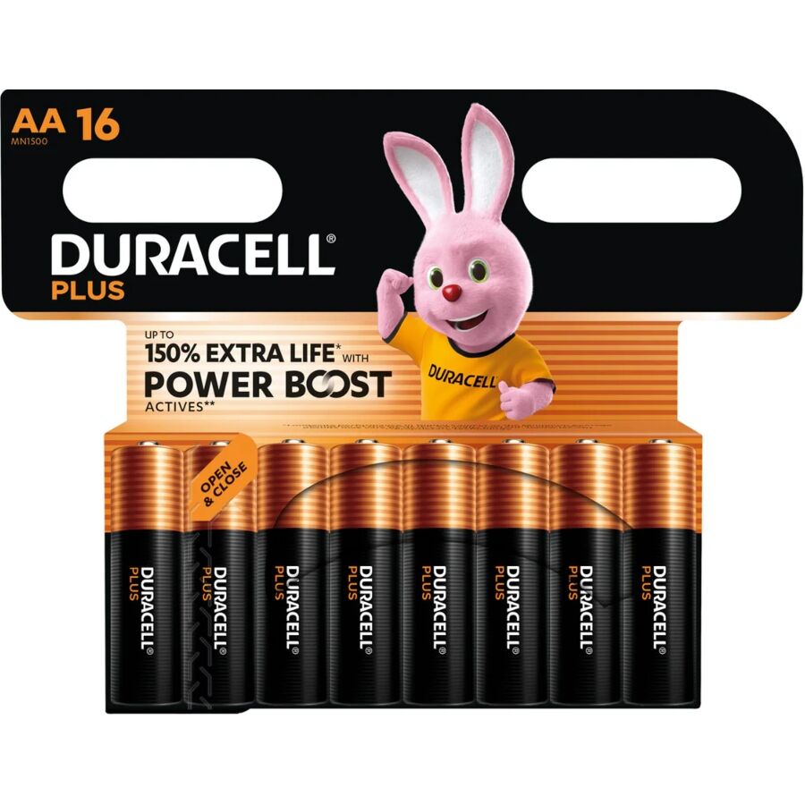 DURACELL - PLUS POWER BOOST AA ALKALINBATTERIER LR6 BLISTER x 16