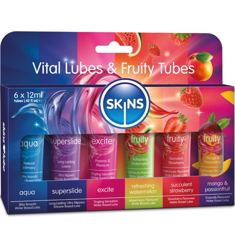 SKINS - VITAL & FRUITY LUBES KIT SMØREMIDLER 6 x 12 ML