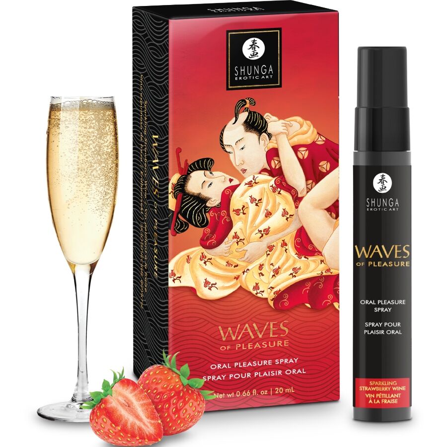 SHUNGA - WAVES PLEASURE SPRAY MUNDFORFØRENDE JORDBÆR 20 ML
