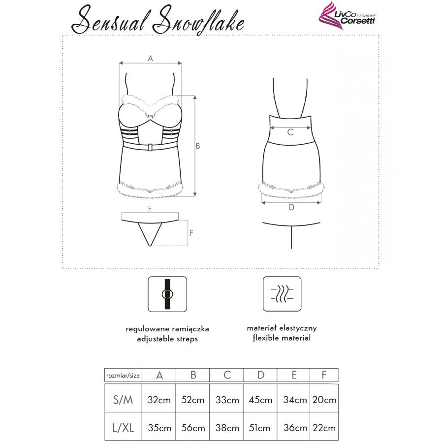 LIVCO CORSETTI FASHION - SENSUEL SNEFNUG LC 90603 JULETRØJE + T-SHIRT + PANDEBÅND L/XL