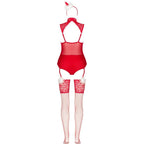 LIVCO KORSETTI MODE - KLAR SNEFNUG LC 90604 BODY + STRØMPER + JULEPANDEBÅND S/M