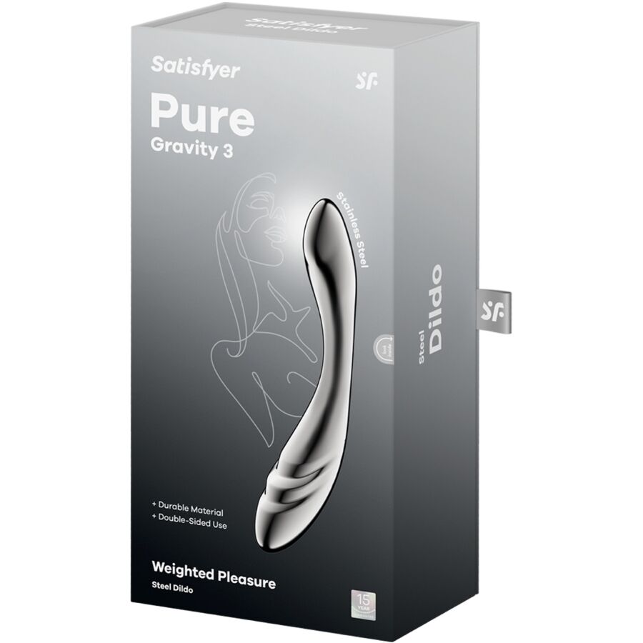 SATISFYER - PURE GRAVITY 3 DILDO I RUSTFRIT STÅL MED DOBBELT ENDER