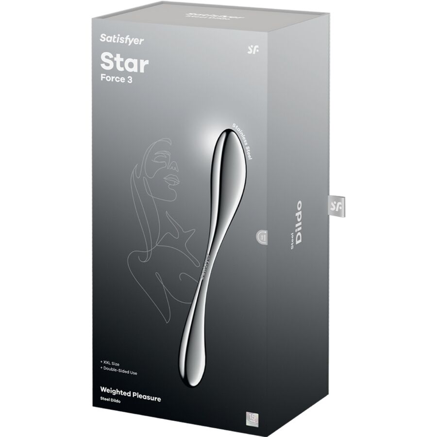 SATISFYER - STAR FORCE 3 DILDO I RUSTFRIT STÅL MED DOBBELT ENDER