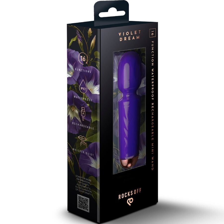 ROCKS-OFF - MINI GENOPLADELIG STAV 16 FUNKTIONER VIOLET DRØM