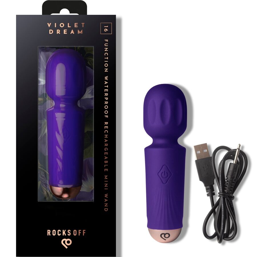ROCKS-OFF - MINI GENOPLADELIG STAV 16 FUNKTIONER VIOLET DRØM
