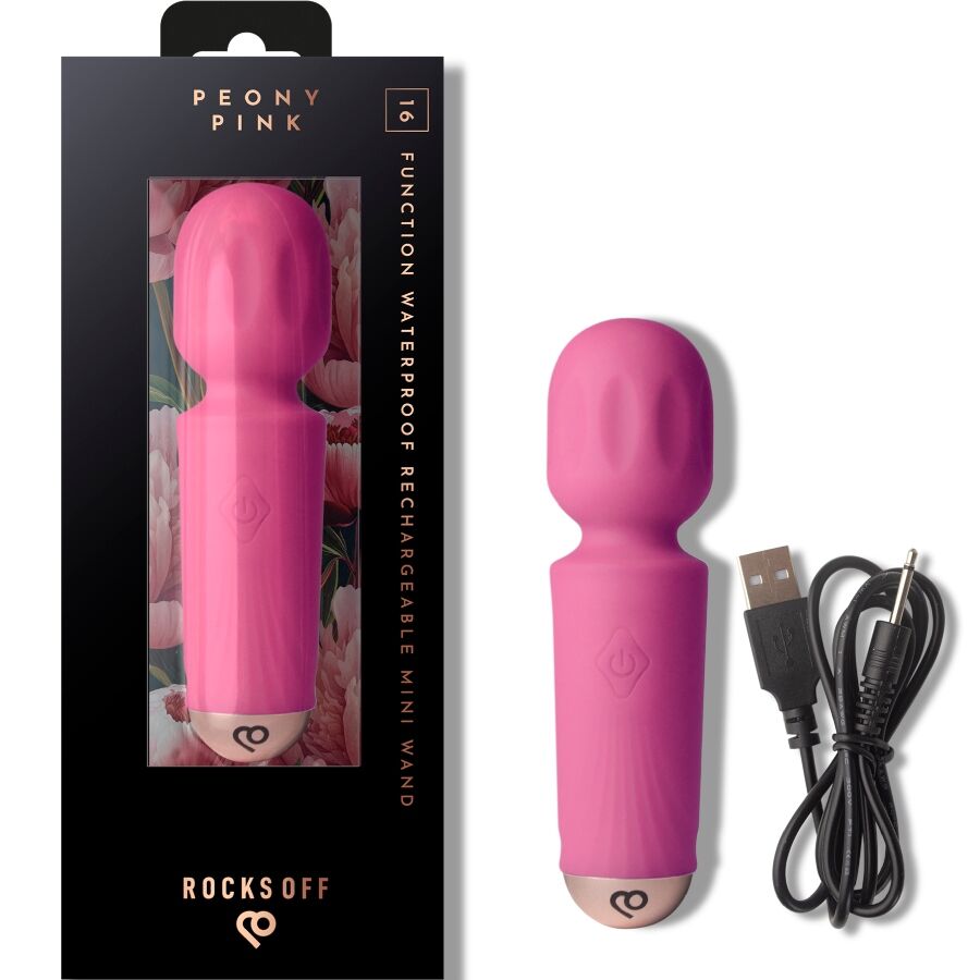 ROCKS-OFF - MINI GENOPLADELIG STAV 16 FUNKTIONER PEONY PINK