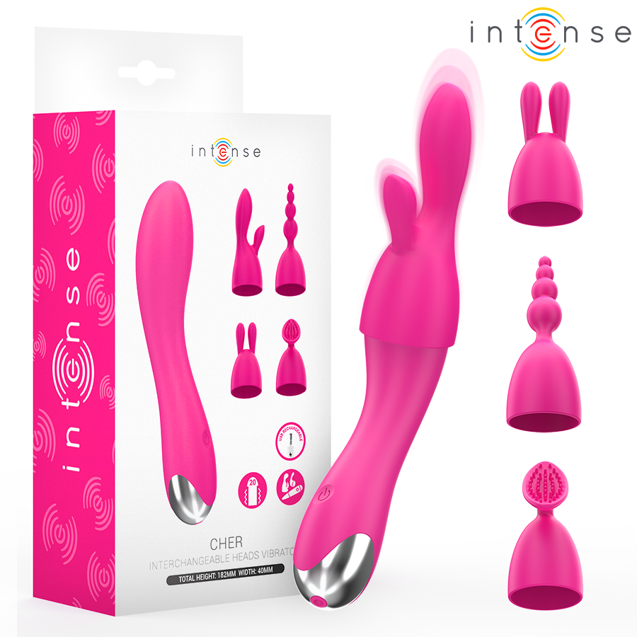 INTENS - SKØN VIBRATOR MED 20 MØNSTRE OG UDSKIFTELIGE HOVEDER