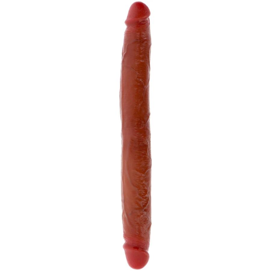 GET REAL - DOBBELTENDET SILIKONE DILDO KARAMEL 35 CM