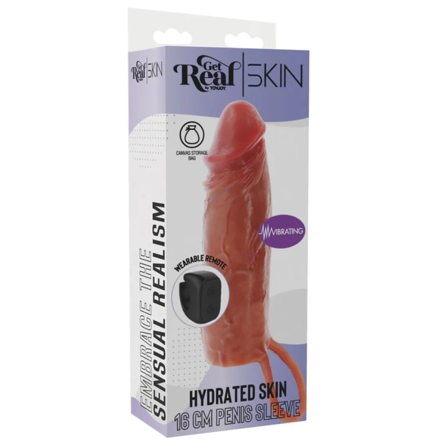 GET REAL - HYDRATED SKIN VIBRERENDE PENIS SLEEVE KARAMEL 16 CM