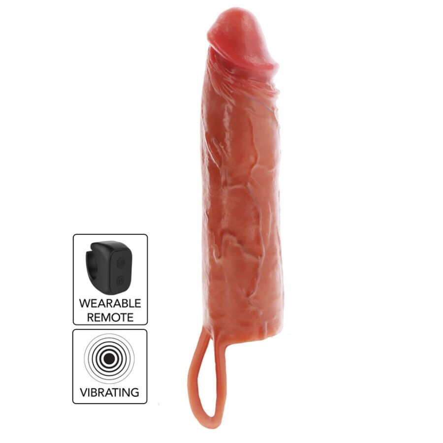 GET REAL - HYDRATED SKIN VIBRERENDE PENIS SLEEVE KARAMEL 20 CM