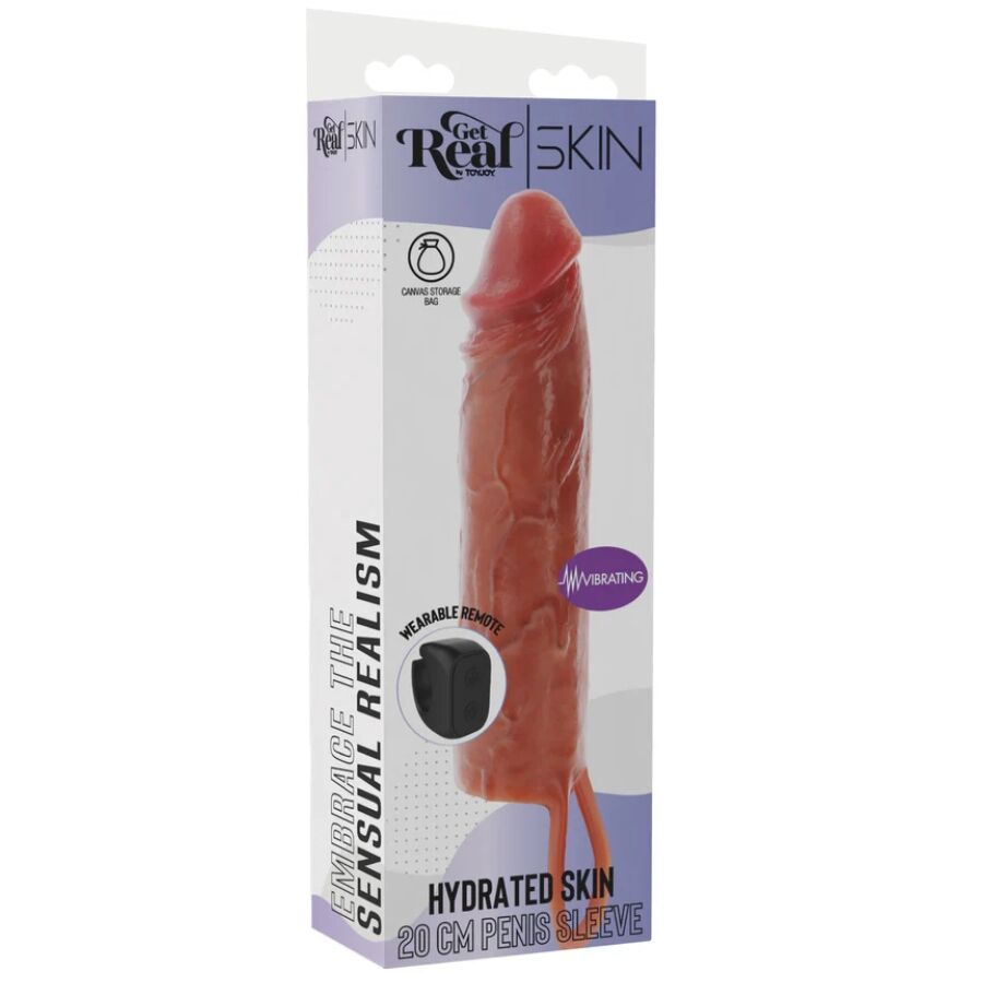 GET REAL - HYDRATED SKIN VIBRERENDE PENIS SLEEVE KARAMEL 20 CM