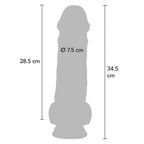 VÆR VIRKELIG - DELUXE REALISTISK PENIS MED EKSTRA TYKKE TESTIKLE 34,5 CM