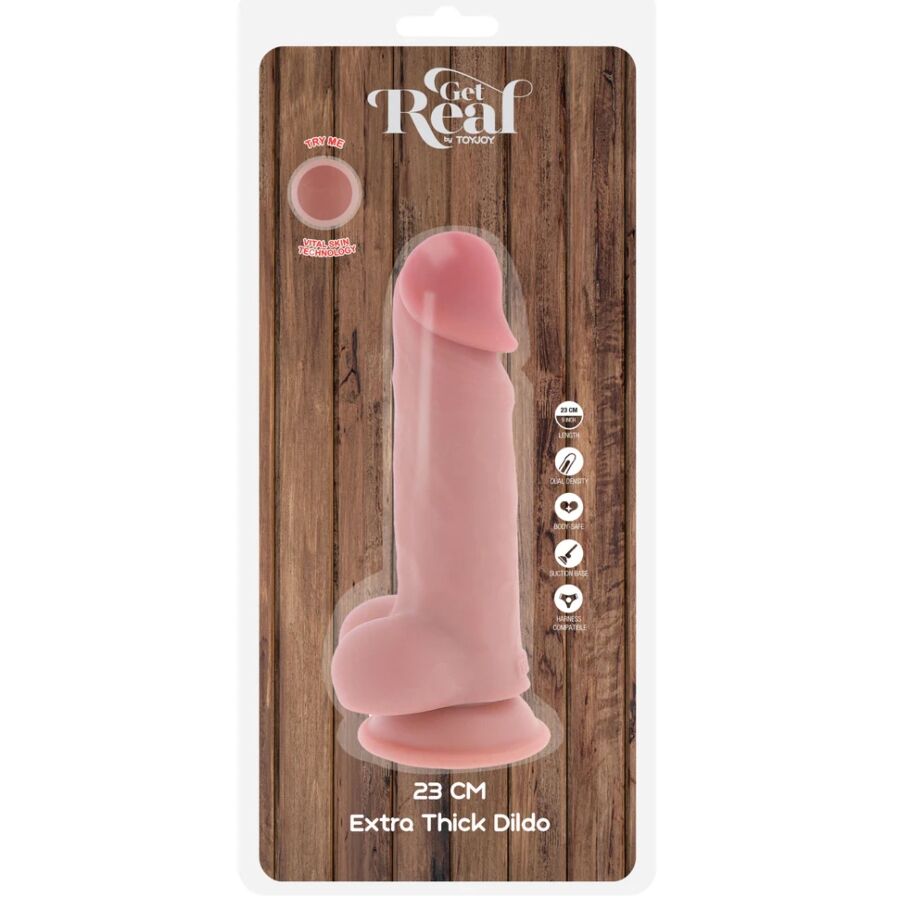 VÆR VIRKELIG - DELUXE REALISTISK PENIS MED EKSTRA TYKKE TESTIKLERE 23 CM