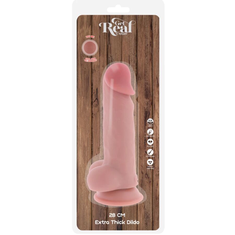 VÆR VIRKELIG - DELUXE REALISTISK PENIS MED EKSTRA TYKKE TESTIKLERE 28 CM