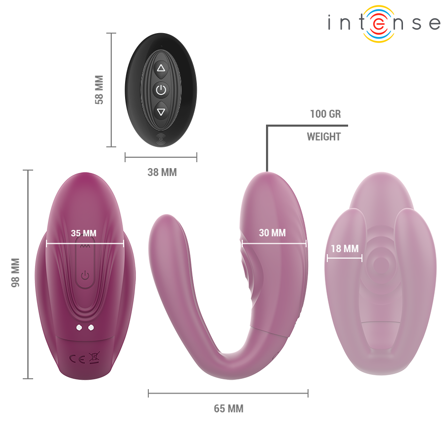 INTENSE - SANDRA TAPNING OG VIBRATIONSKLEMPE STIMULATOR FJERNBETJENING