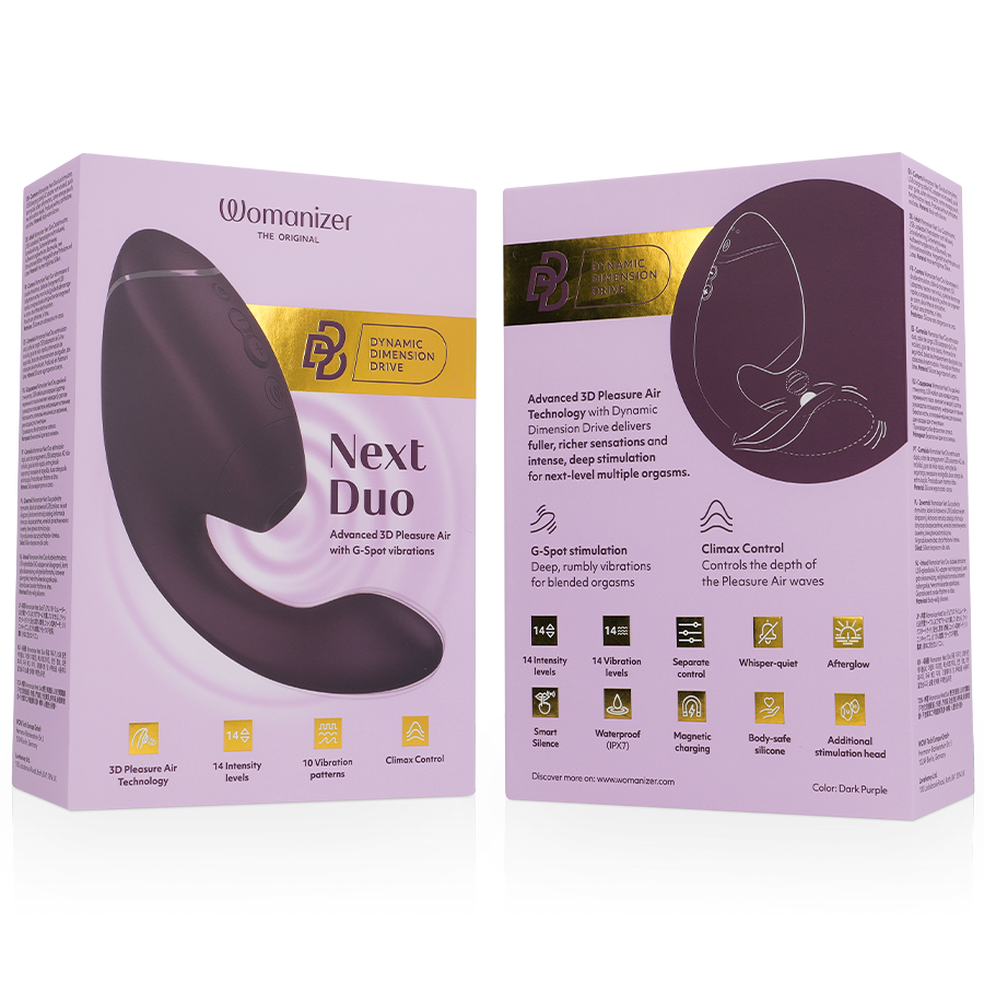 WOMANIZER - DUO NEXT DUAL KLITORAL & G-PUNKT STIMULATOR MØRK LILLA