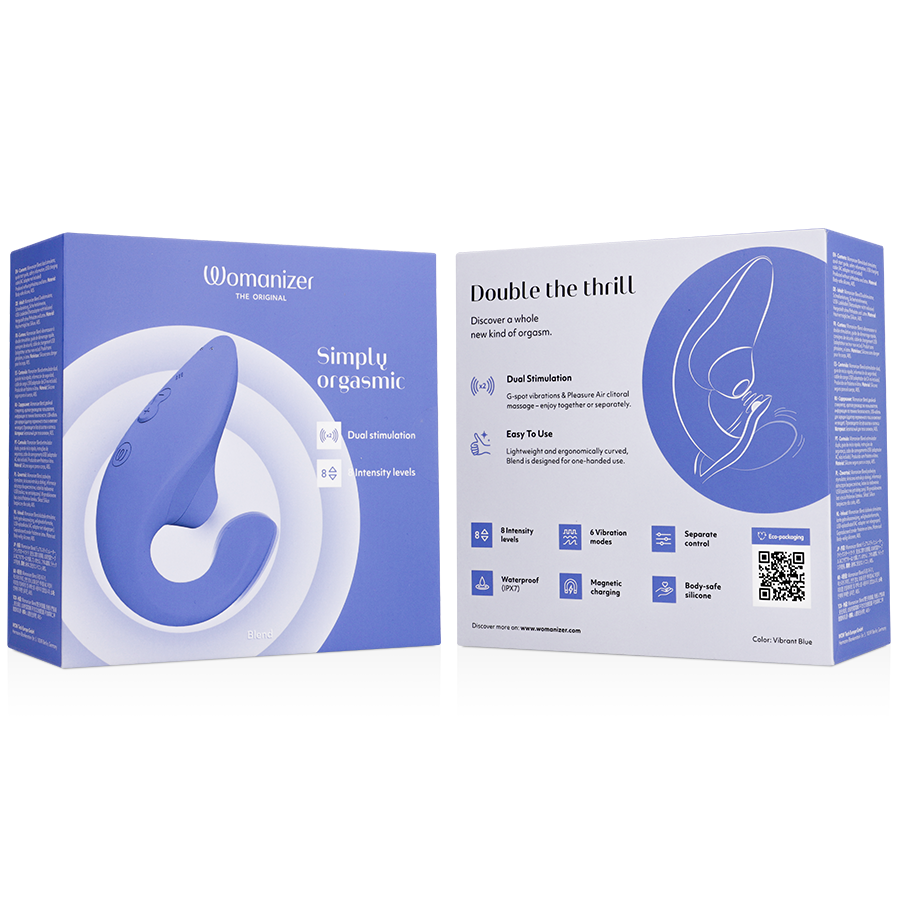 WOMANIZER - BLEND KANINVIBRATOR STIMULATOR LIVLIG BLÅ