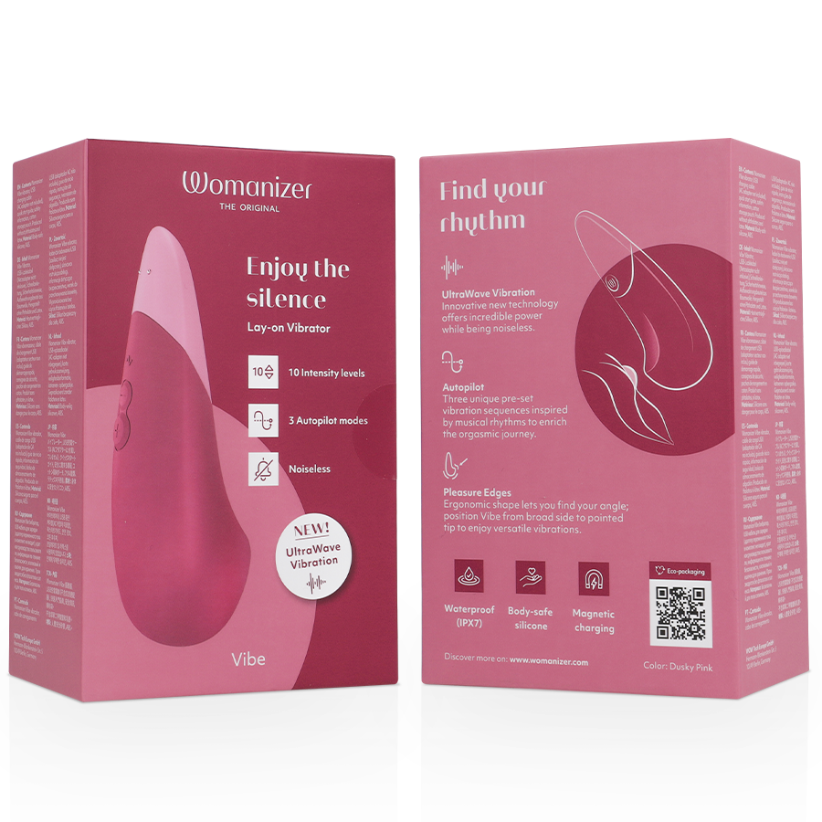 WOMANIZER - VIBE LAY-ON SILENT VIBRATOR MØRKET PINK