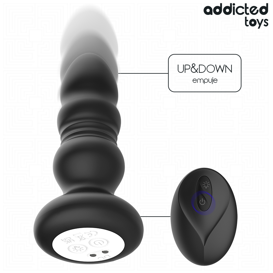 ADDICTED TOYS - ROTERENDE VIBRERENDE ANALPLUG, LED-LYS FJERNBETJENING