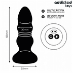 ADDICTED TOYS - ROTERENDE VIBRERENDE ANALPLUG, LED-LYS FJERNBETJENING