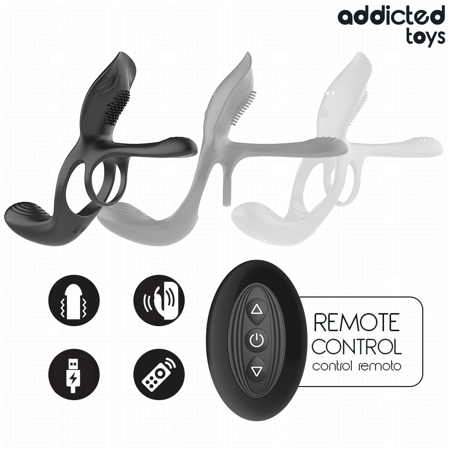 ADDICTED TOYS - DOBBELT PENIS RING MED KLITORISTIMULATOR