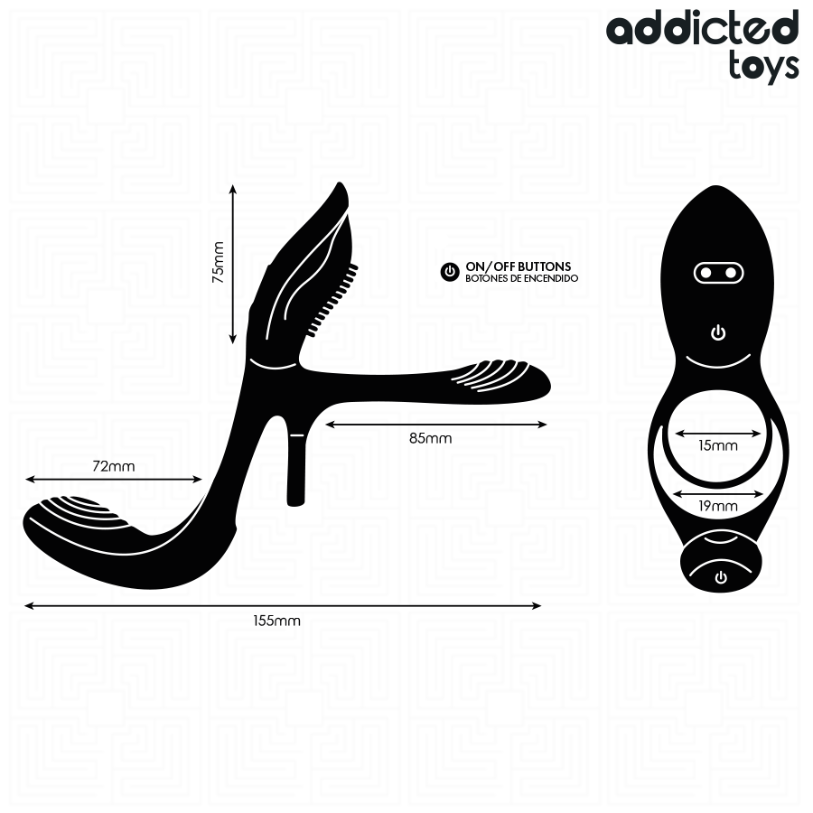 ADDICTED TOYS - DOBBELT PENIS RING MED KLITORISTIMULATOR