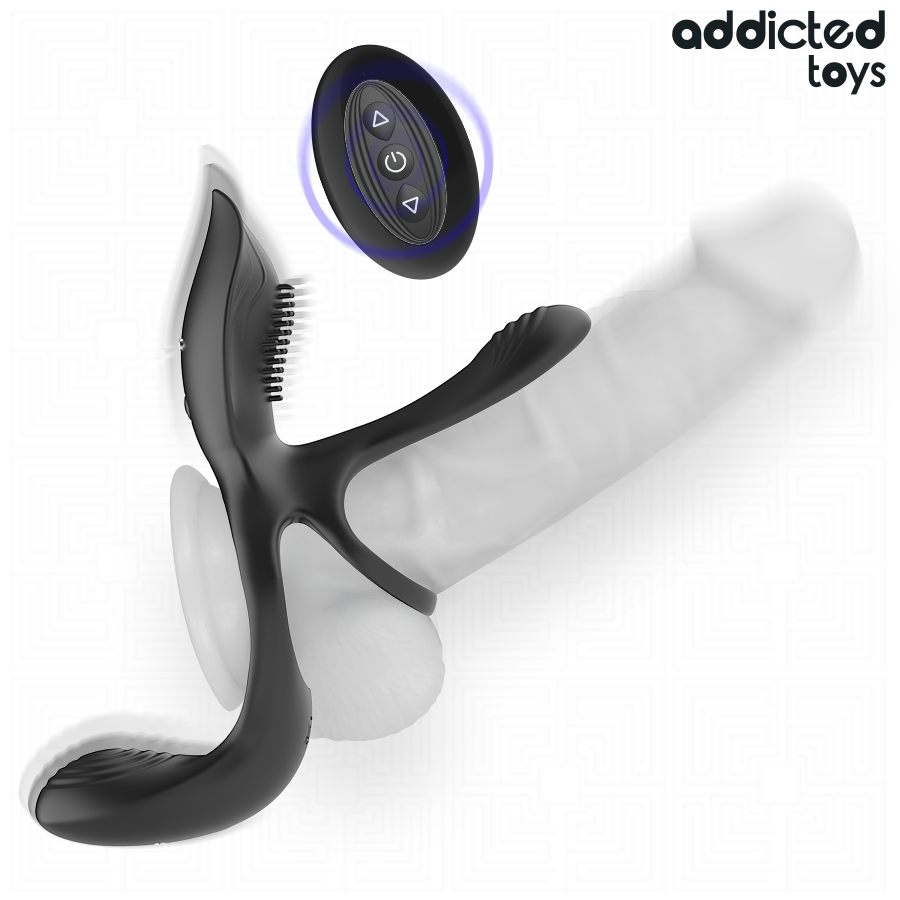 ADDICTED TOYS - DOBBELT PENIS RING MED KLITORISTIMULATOR