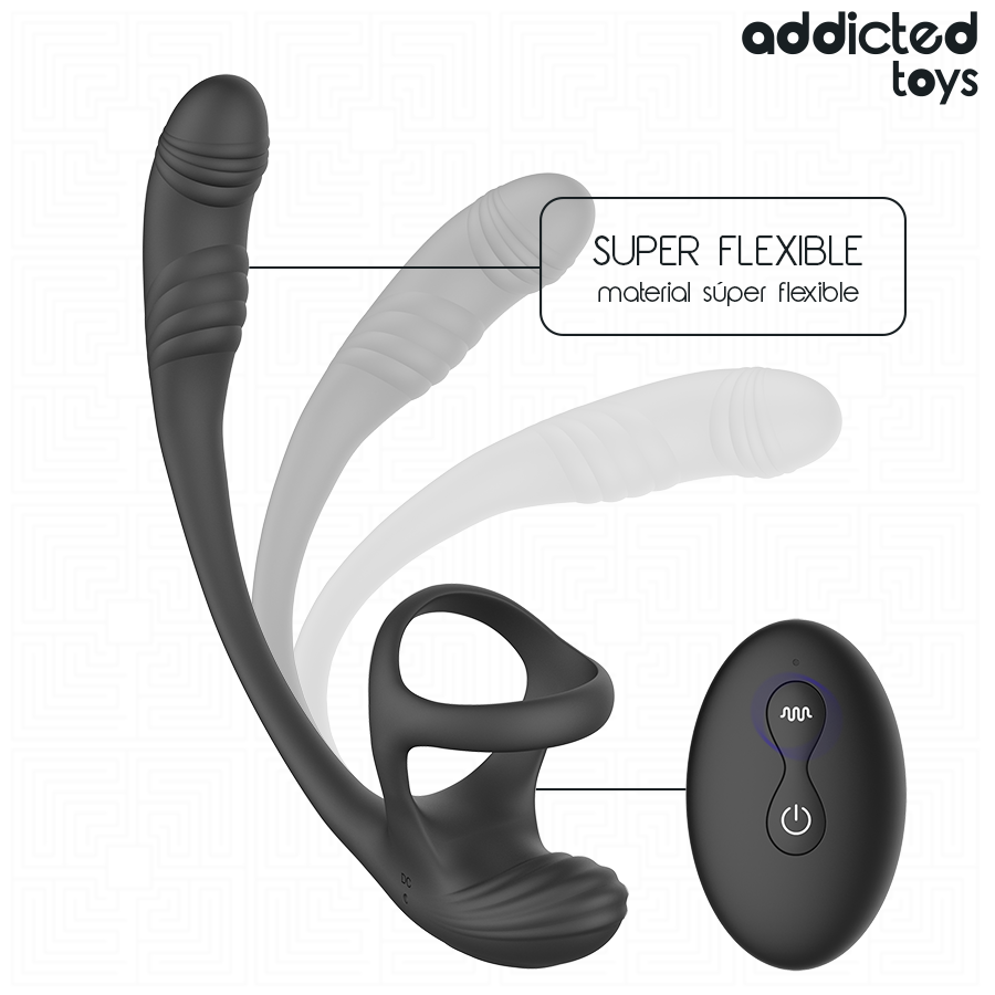ADDICTED TOYS - ANALPLUG MED VIBRATION OG 360º VIVNING OG TESTIKELSTIMULATOR