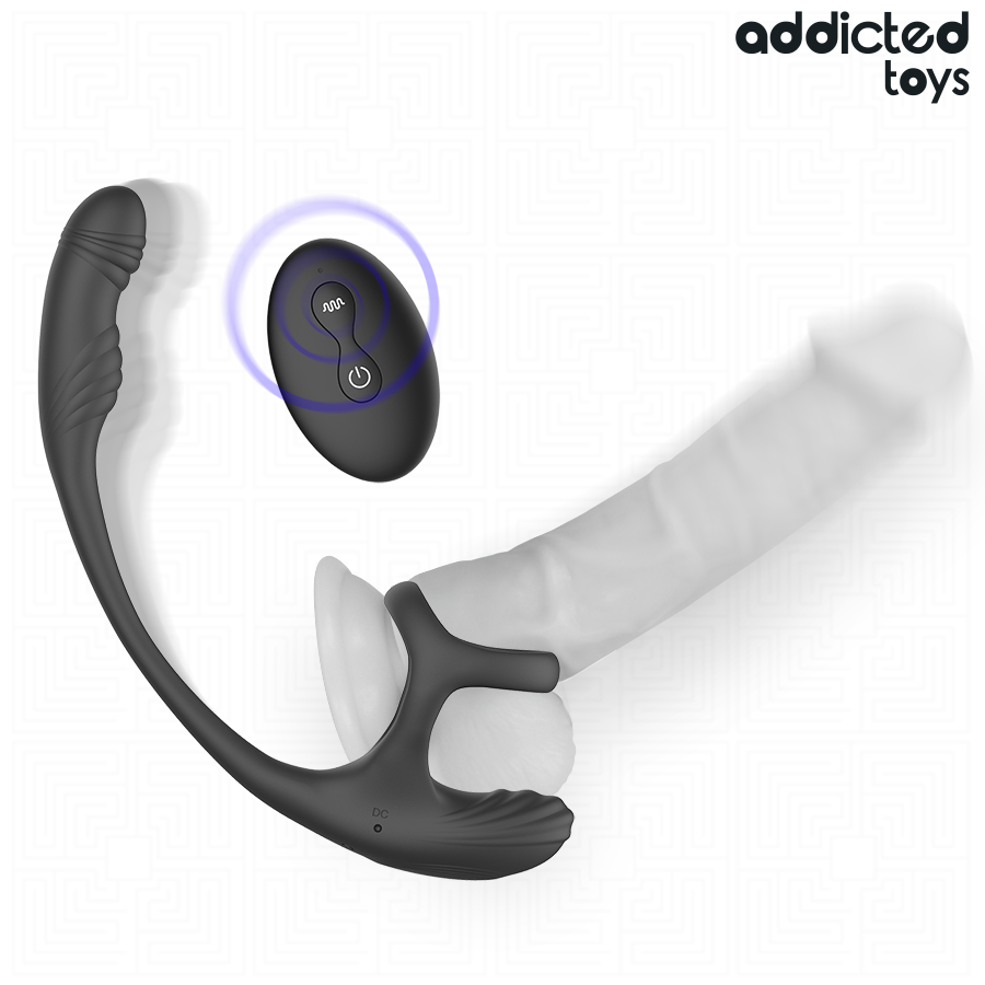 ADDICTED TOYS - ANALPLUG MED VIBRATION OG 360º VIVNING OG TESTIKELSTIMULATOR