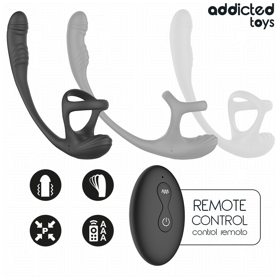 ADDICTED TOYS - ANALPLUG MED VIBRATION OG 360º VIVNING OG TESTIKELSTIMULATOR