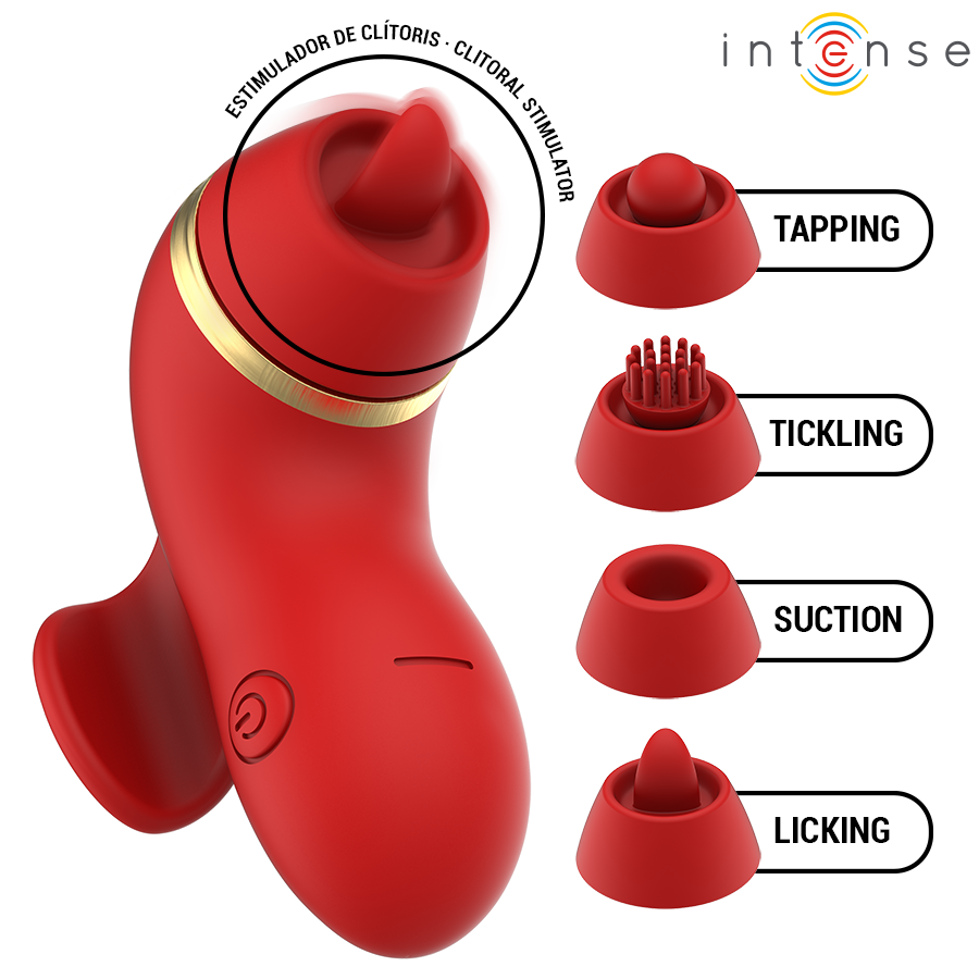 INTENS - PATTY-STIMULATOR MED 4 HOVEDER, SUGNING, TAPNING, KILDENDE OG SLIKNING