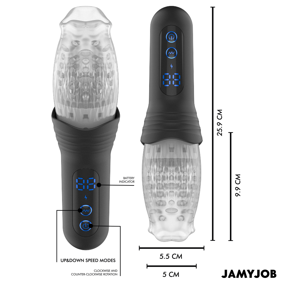 JAMYJOB - BLOW-R MASURBATØR MED STØV OG ROTATION