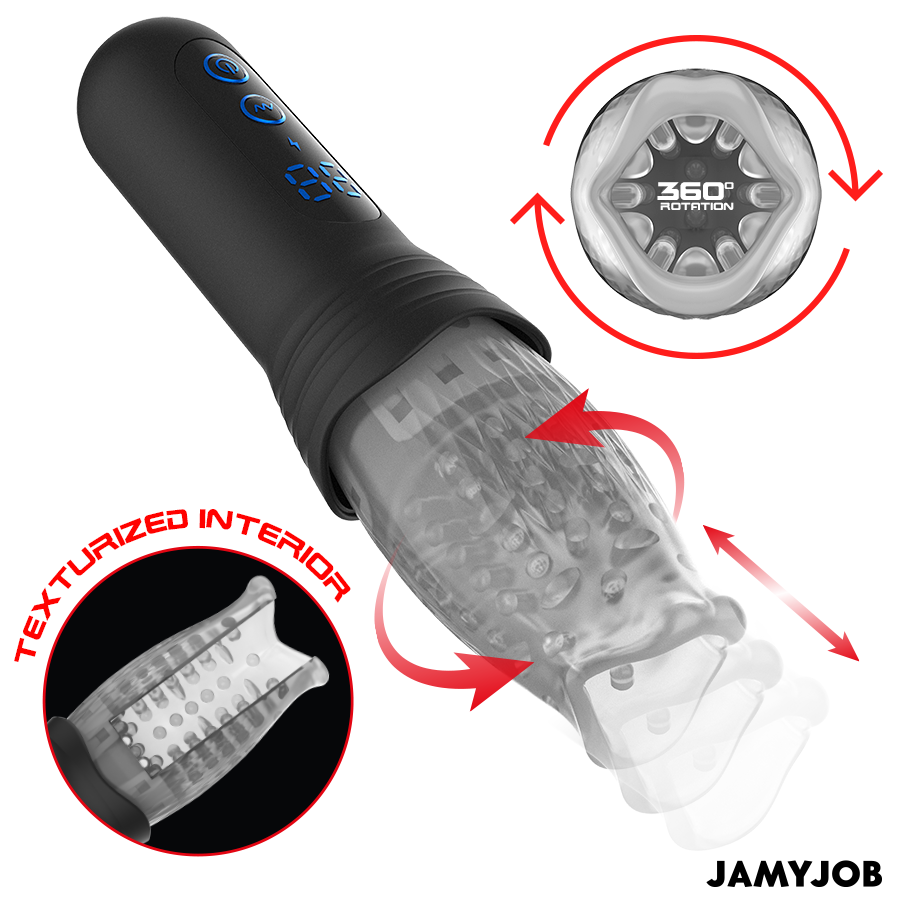 JAMYJOB - BLOW-R MASURBATØR MED STØV OG ROTATION