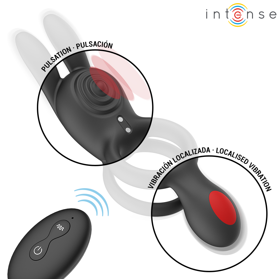 INTENS - QUINN DOBBELT VIBRATIONSRING FJERNBETJENING