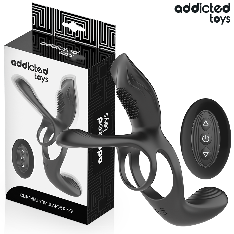 ADDICTED TOYS - DOBBELT PENIS RING MED KLITORISTIMULATOR