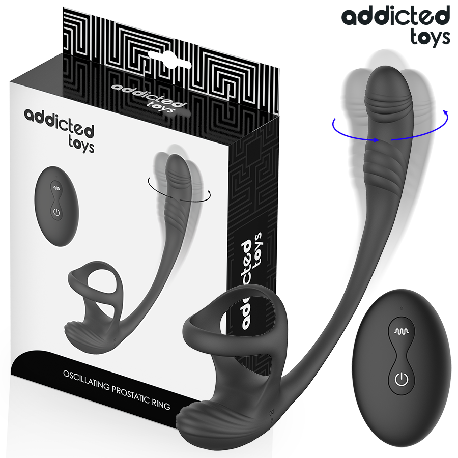 ADDICTED TOYS - ANALPLUG MED VIBRATION OG 360º VIVNING OG TESTIKELSTIMULATOR