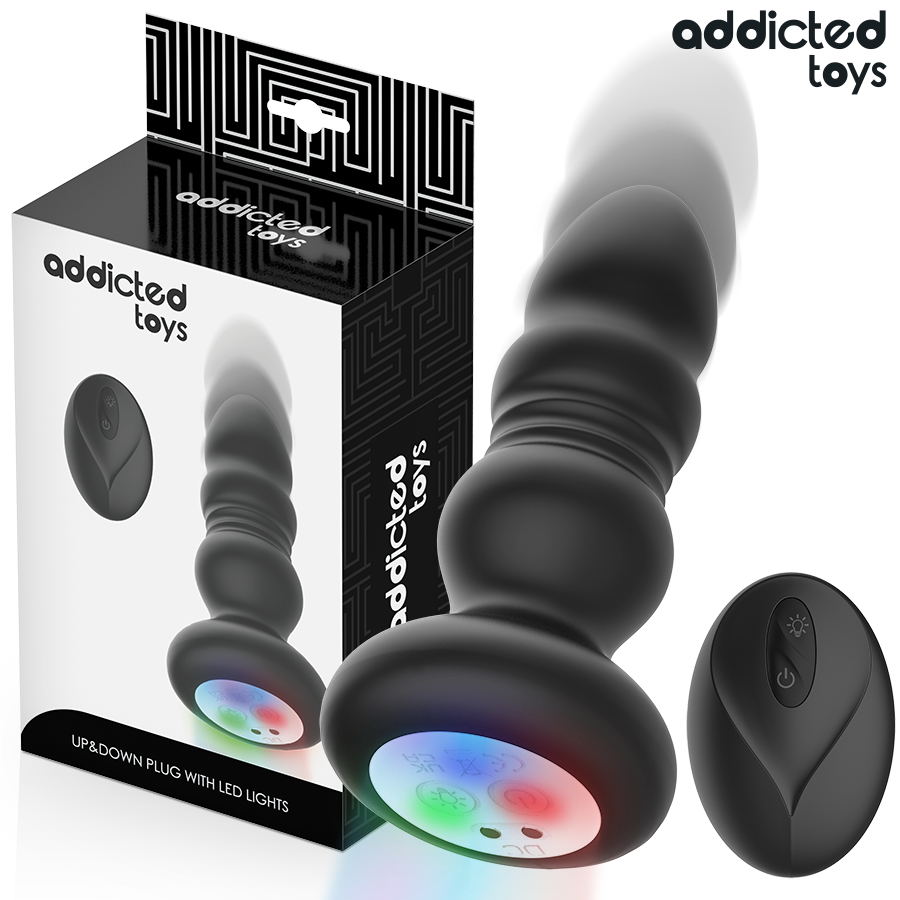 ADDICTED TOYS - ROTERENDE VIBRERENDE ANALPLUG, LED-LYS FJERNBETJENING