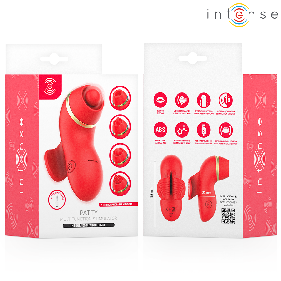 INTENS - PATTY-STIMULATOR MED 4 HOVEDER, SUGNING, TAPNING, KILDENDE OG SLIKNING