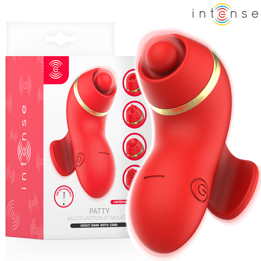 INTENS - PATTY-STIMULATOR MED 4 HOVEDER, SUGNING, TAPNING, KILDENDE OG SLIKNING