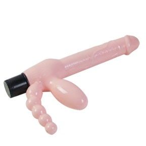 BAILE - TPR REBLØS SELE MED VIBRATION OG ANAL STIMULERING 25,4 CM