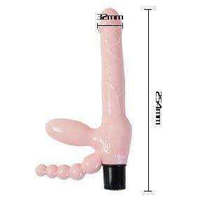 BAILE - TPR REBLØS SELE MED VIBRATION OG ANAL STIMULERING 25,4 CM