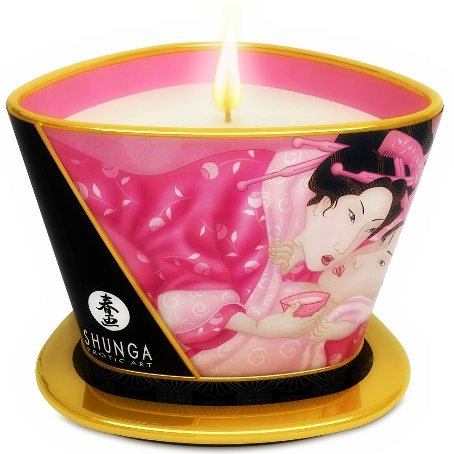 SHUNGA - MINI CARESS BY CANDELIGHT AFRODISIAKUM MED ROSER MASSAGELYS 170 ML
