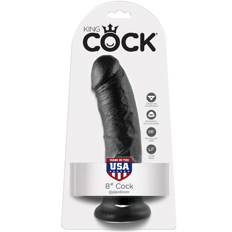 KONGE PIK - 8 DILDOER SORT 20,3 CM