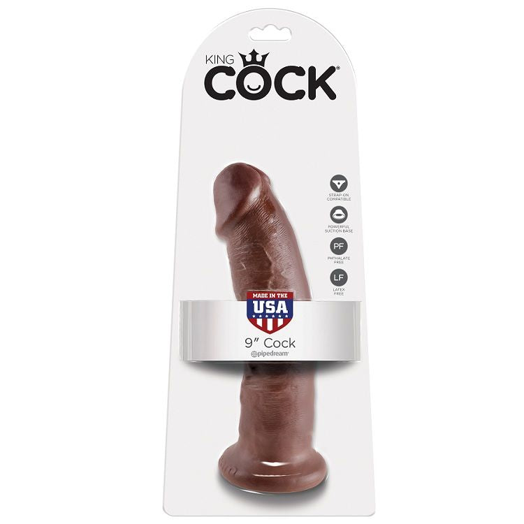 KONGE PIK - 9 DILDOER BRUN 22,9 CM